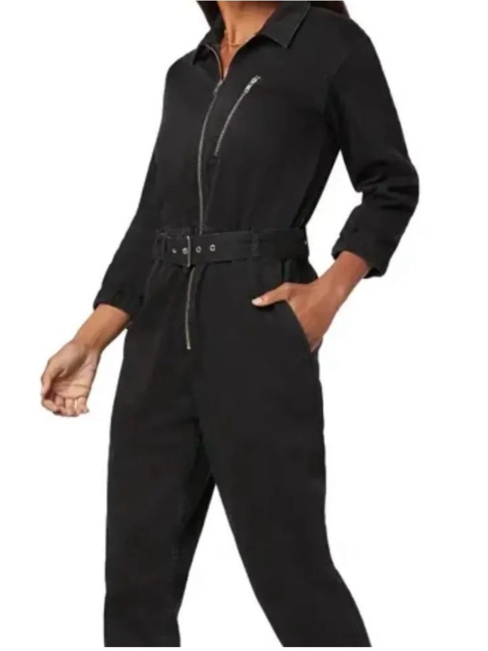 Joe’s Jeans Black Calypso Belted Zip-Front Women's Jumpsuit Size Small
